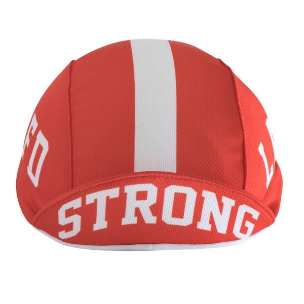 Red and White Cap with STRONG text.  Front view bill up.